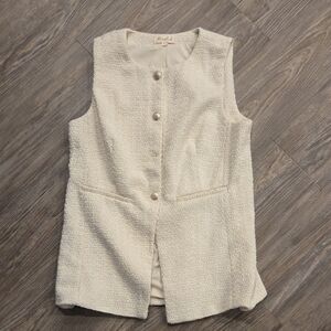 Marled Cream Textured Vest